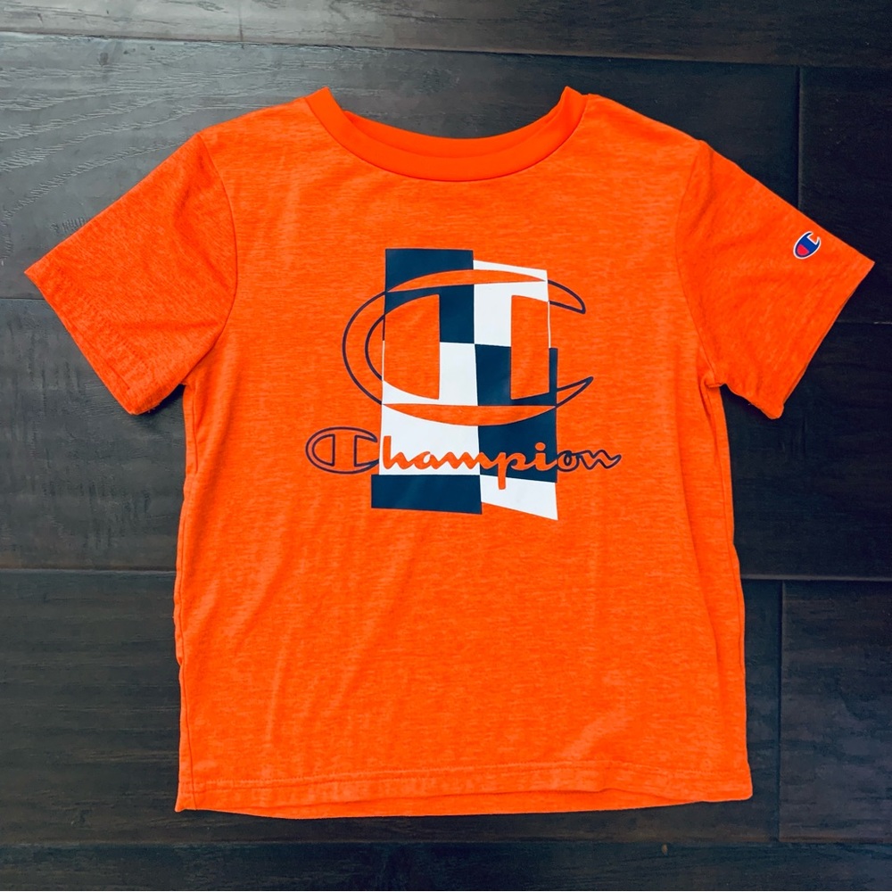 XS/5 Champion Boys Orange Quick Dry Active Short Sleeve Graphic Athletic Tee Top